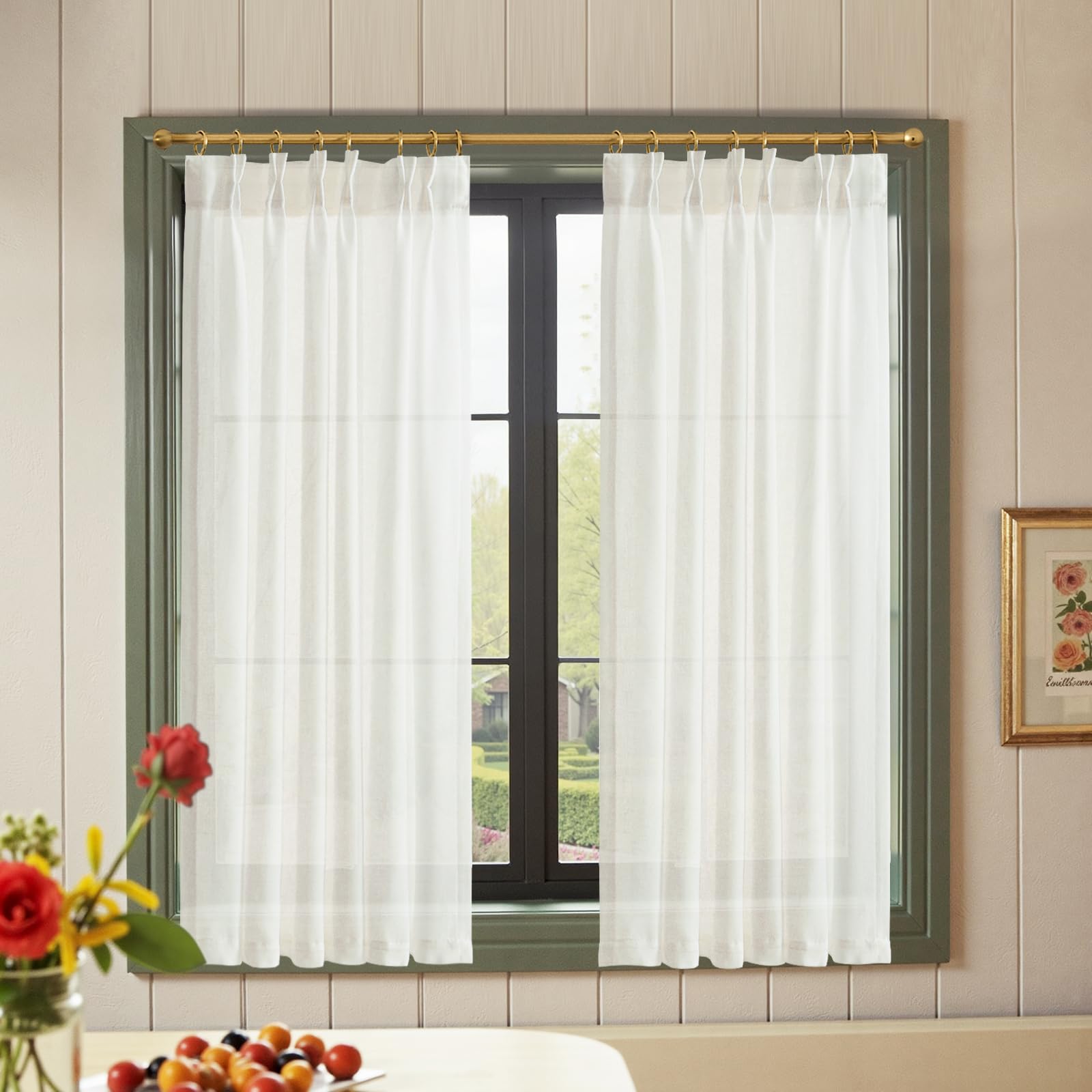 jinchan Pinch Pleated Linen Blend Curtains 54 Inch 2 Panels Light Filtering Modern Farmhouse Back Tab Drapes for Living Room Bed