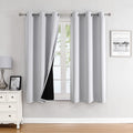 ChrisDowa 100% Blackout Curtains for Bedroom with Black Liner, 2 Thick Layers Total Blackout Thermal Insulated Grommet Small Win