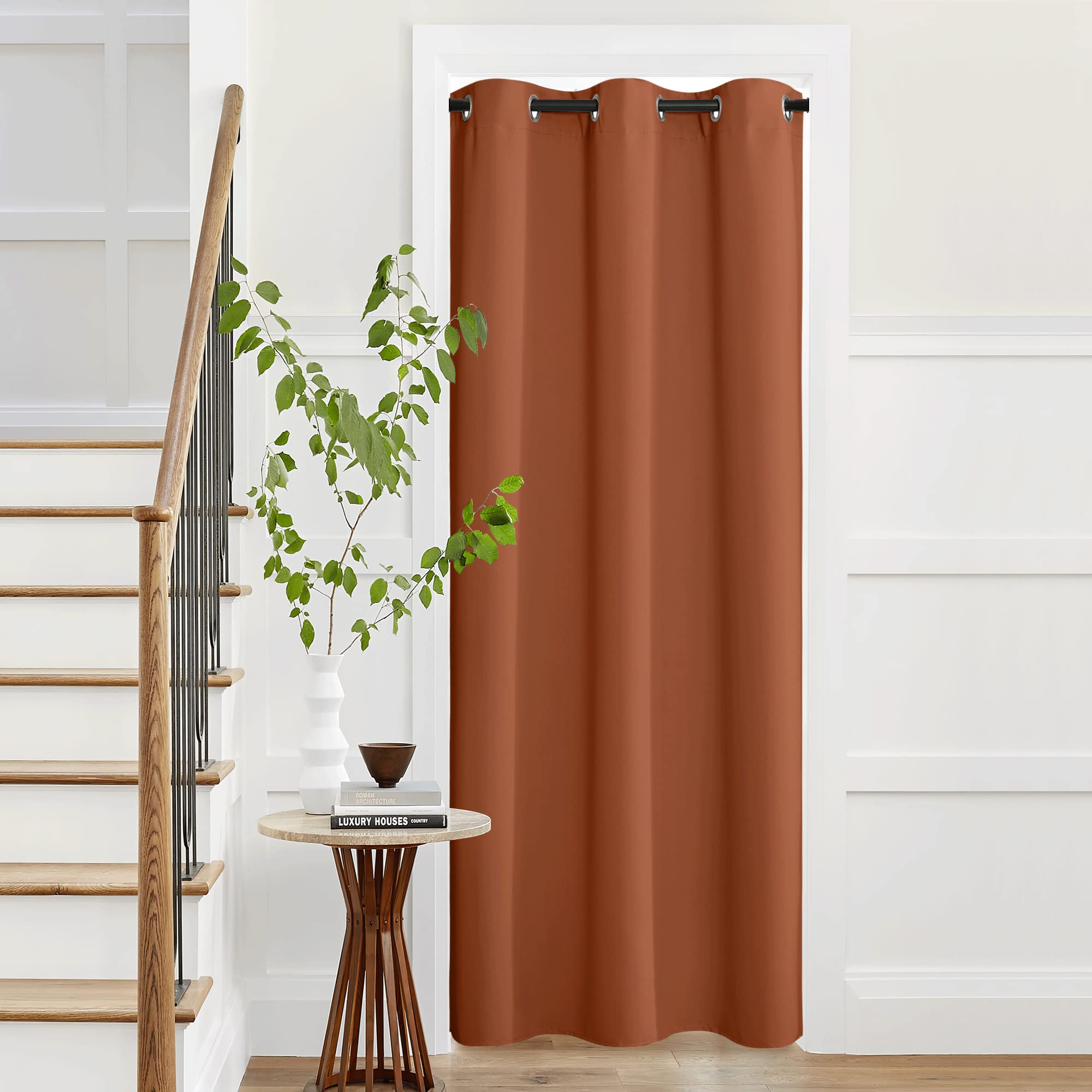 NICETOWN Burnt Orange Privacy Heat Blocking Blackout Thermal Insulated Door Curtain, Soundproof Grommet Top Bedroom Doorway Curt
