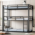 Mixcous Metal Triple Bunk Bed, Twin Over Twin Over Twin Heavy Duty Bunkbeds, Full-Length Guardrail Family-Friendly for All Ages,