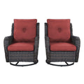 Rilyson Patio Chairs Rocking Swivel Chiar - 2 Piece Outdoor Wicker Furniture Chairs Set Rattan Rocker Chairs with High Back and 