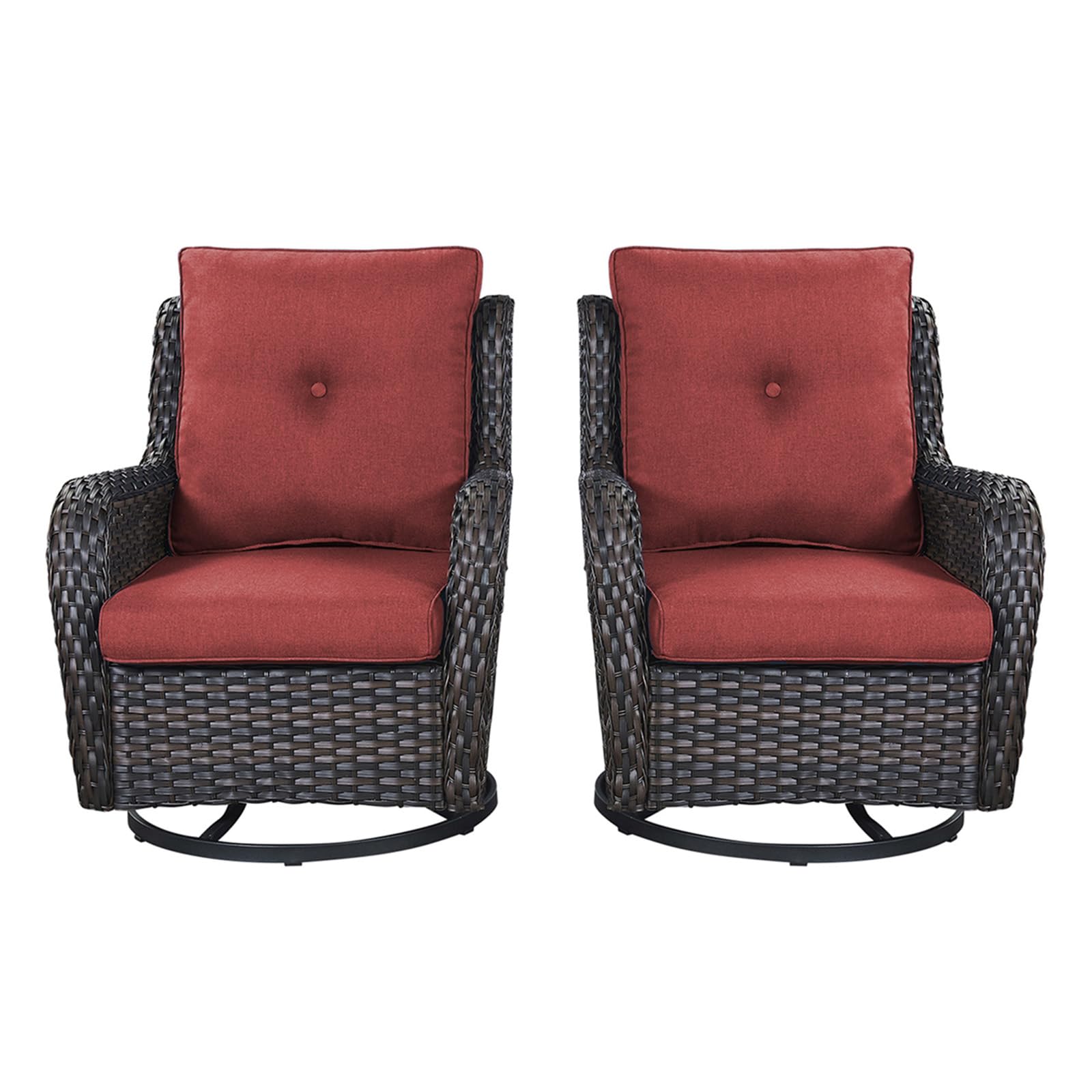 Rilyson Patio Chairs Rocking Swivel Chiar - 2 Piece Outdoor Wicker Furniture Chairs Set Rattan Rocker Chairs with High Back and 