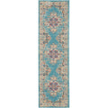 Nourison Passion Light Blue 22 x 76 Area Rug, Boho, Traditional, Easy Cleaning, Non Shedding, Bed Room, Living Room, Hallway, 