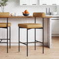Nathan James Dahlia Counter Height Chair, Modern Barstool with Back, Mid-Century Metal Legs and Leather Padded Cushion for Kitch