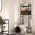 ETELI Over The Toilet Storage Cabinet with Fabric Drawers Bathroom Storage Over Toilet Fit Most Toilets, Rustic Brown