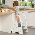 3 Step Stool with Handle for Toddler and Kids, Adjustable 3 Step Stool for Kids with Handles and Safety Non-Slip Pads,Standing T