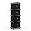 FURINNO Turn-N-Tube LACi 4-Bins System Rack, French Oak Grey/Black