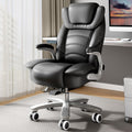 GYI Big and Tall Office Chair 400lb Wide Seat, Ergonomic High Back Leather Executive Desk Chair with Flip-up Arms, Black