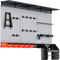 TORACK Pegboard Wall Organizer 4 ft. Garage Metal Utility Tool Storage Kit with Toolboard Hooks Accessories, Wall Mounted Bins, 