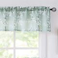 FMFUNCTEX Green Window Valance Curtains for Living Room White Floral Print on Canvas Kitchen Valance for Bathroom Basement Windo