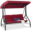 Best Choice Products 3-Seat Outdoor Large Converting Canopy Swing Glider, Patio Hammock Lounge Chair for Porch, Backyard w/Flatb