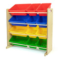 Humble Crew, Natural/Primary Kids Toy Storage Organizer with 12 Plastic Bins, 34*35*15.5inch