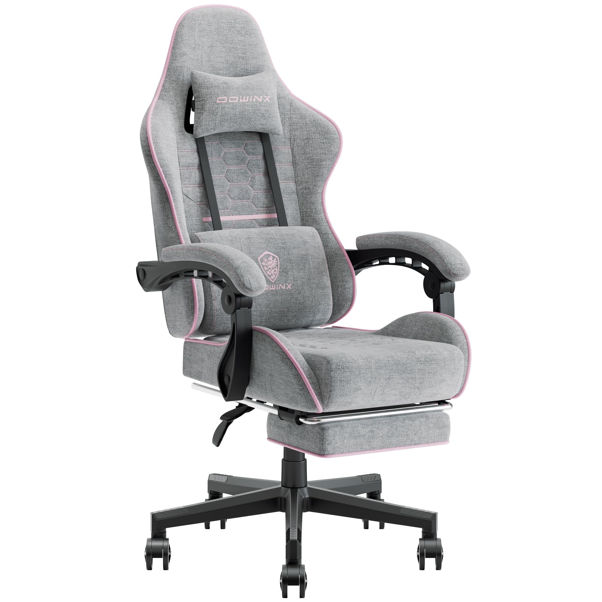 Dowinx Gaming Chair Fabric with Pocket Spring Cushion, Massage Game Chair Cloth with Headrest, Ergonomic Computer Chair with Foo