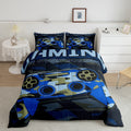 Boys Gaming Comforter Set Twin Size Teens Gamer Bedding Set Retro Blue Camouflage Video Game Controller Comforter For Kids Youth