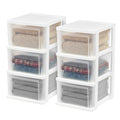 IRIS USA Plastic 3-Drawer Storage Organizer, 2-Pack, for Classroom Art Supplies Dresser Closet Bathroom Dorm Bedroom Laundry Roo