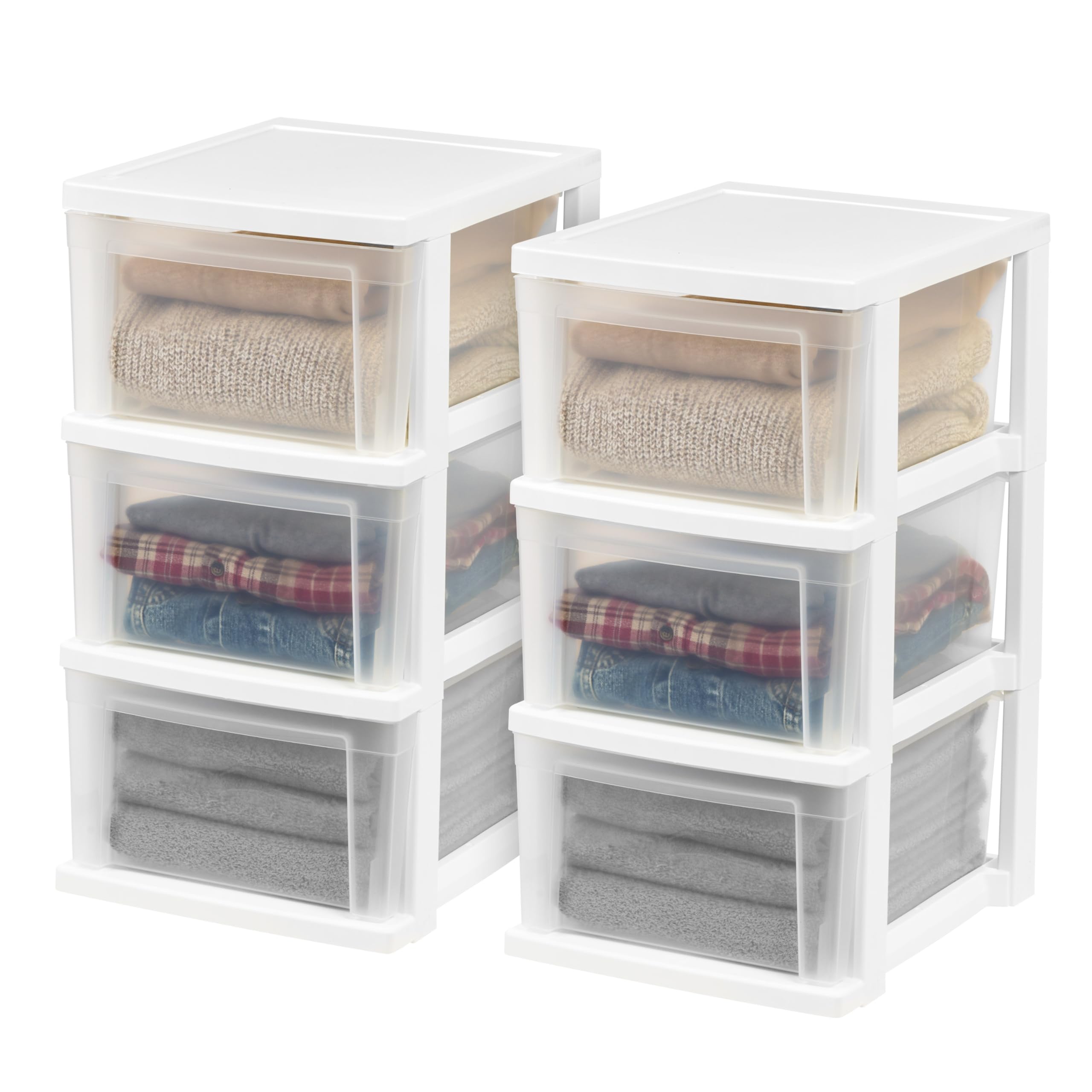 IRIS USA Plastic 3-Drawer Storage Organizer, 2-Pack, for Classroom Art Supplies Dresser Closet Bathroom Dorm Bedroom Laundry Roo