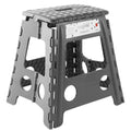Casafield 16 Folding Step Stool with Handle, Black - Portable Collapsible Small Plastic Foot Stool for Adults - Use in The Kitch