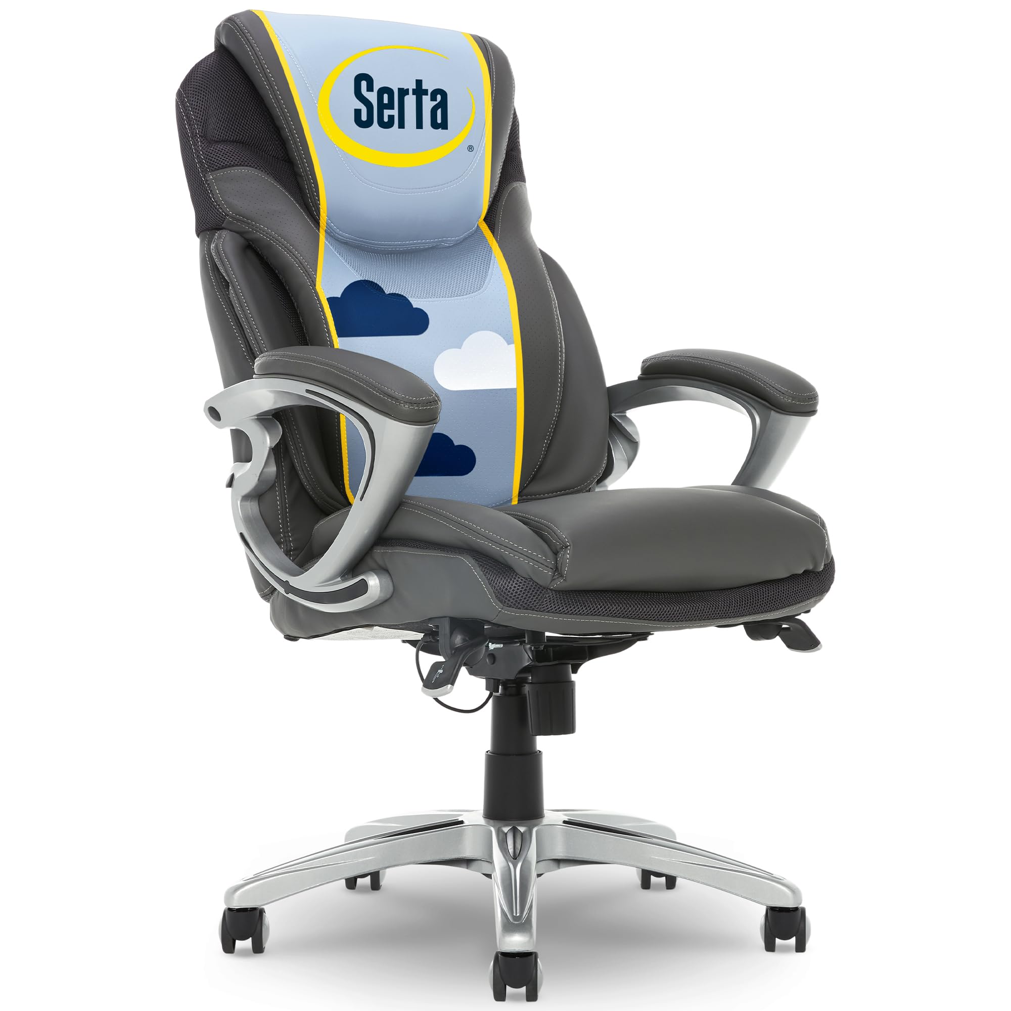 Serta Bryce Executive Office Chair, Ergonomic Computer DeskChairs with Patented AIR Lumbar Support, Comfy Body Pillows, Height A