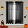 Black Sheer Curtains 63 Inch Length for Bedroom 2 Panels Set Rod Pocket Window Curtains for Living Room 52x63 Inches Long