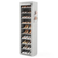 VTRIN Vertical Narrow Shoe Rack Organizer Tall Shoe Rack for Closet Entryway 10 Tier Non-Woven Cover Shoe Shelf Holds 20-22 Pair