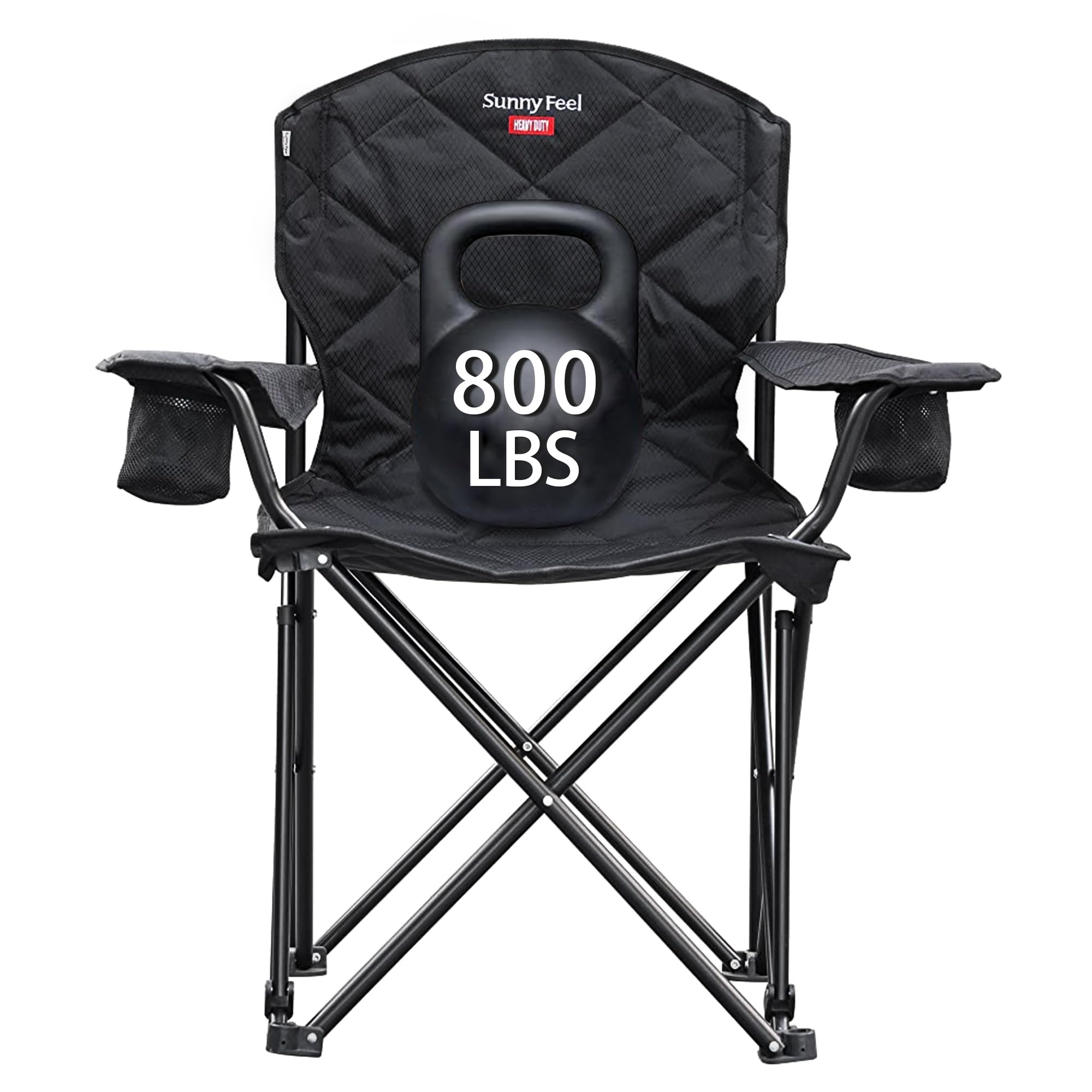 SUNNYFEEL XXL Oversized Camping Chair Heavy Duty 800 LBS for Big Tall People Padded Portable Folding Quad Lawn Chairs with Armre