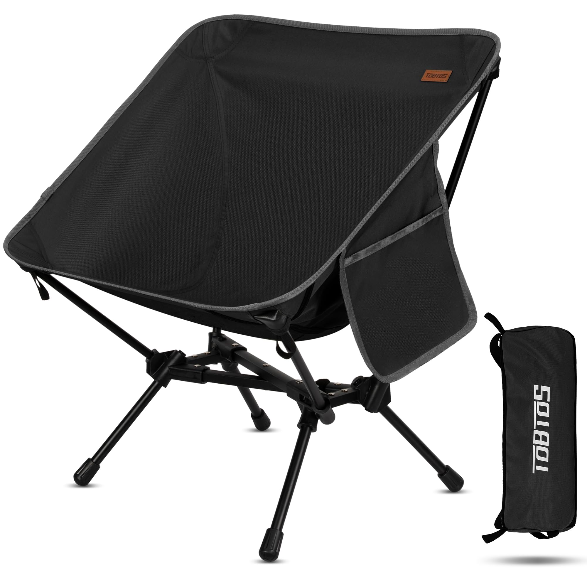 TOBTOS 2 Pack Ultralight Camping Chair, Portable Folding Backpacking Chair, Compact Camping Chair with Carry Bag for Outdoor Cam