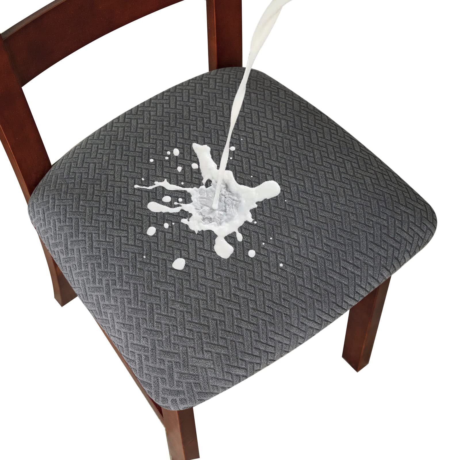 Genina Waterproof Seat Covers for Dining Room Chairs Covers Dining Chair seat Covers Kitchen Chair Covers slipcovers (Dark Gray,