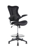 OfficeFactor Ergonomic Drafting Chair Tall Office Chair Standing Desk Chair Flip up Armrests Molded Foam Seat with Adjustable Fo