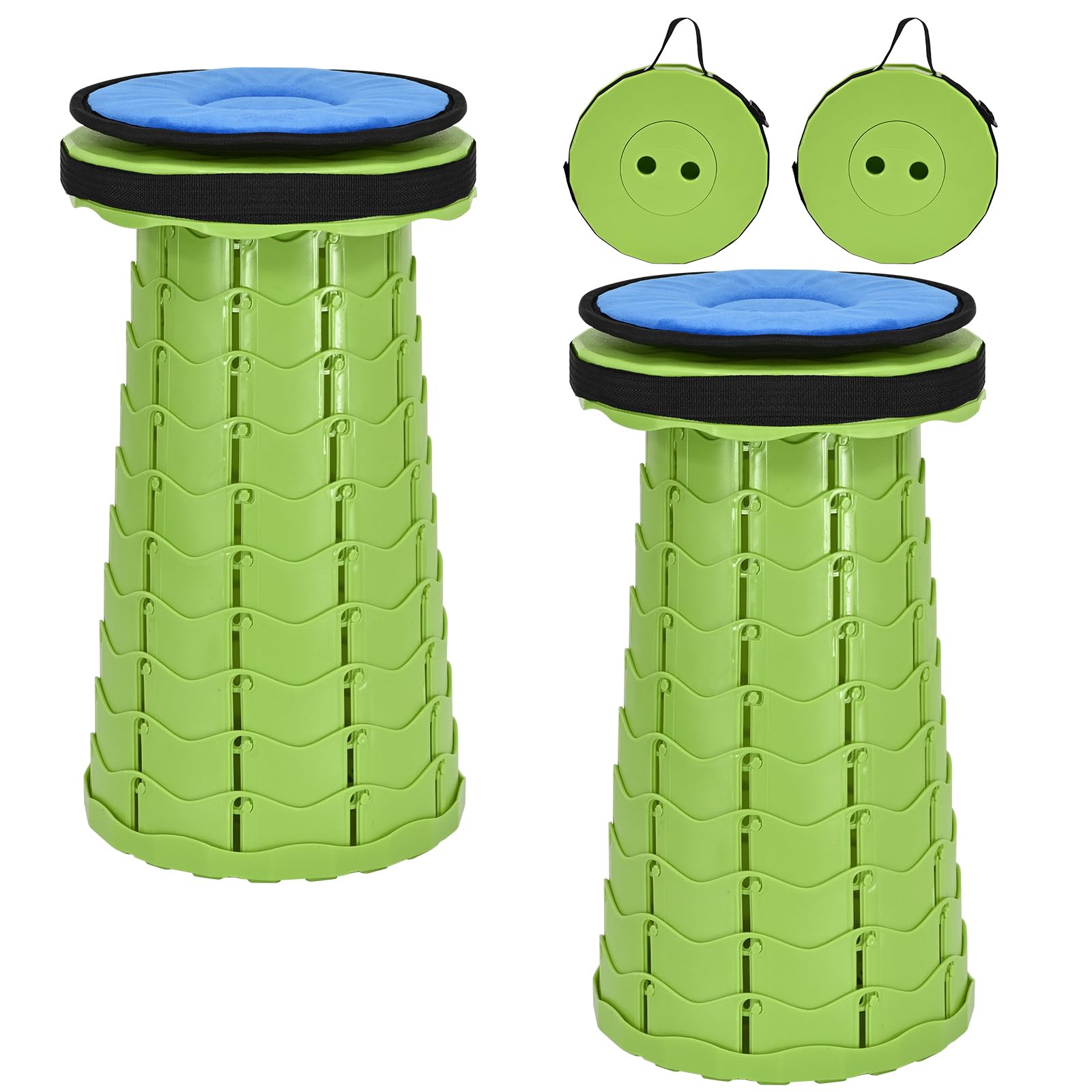 FXKS 2 Pack Upgraded Collapsible Stool with Cushion, Thickened Retractable Folding Stool Max Load Capacity 400lbs, Portable Tele