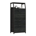 Furnulem Black Dresser with 5 Drawers, Vertical Storage Tower Fabric Dresser for Bedroom, Hallway, Entryway, Nursery, Closet Org