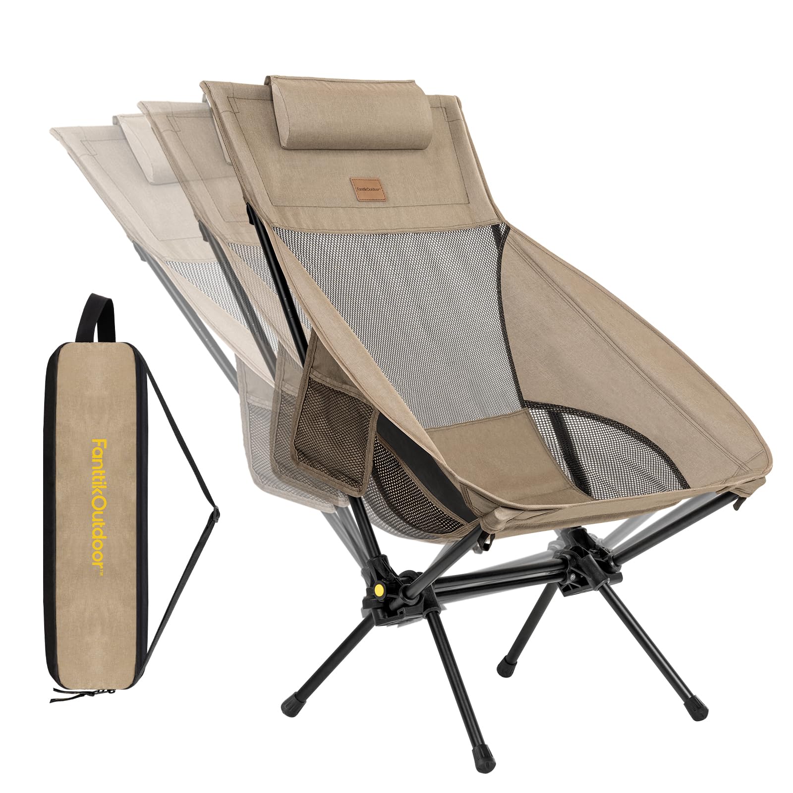 FanttikOutdoor Zeta L8 Max Camping Chair, Portable & Lightweight, Multi-Angle Adjustable, Supports up to 250 lbs, Comfort-Driven