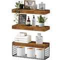 QEEIG Bathroom Shelves Over Toilet Wall Mounted Floating Shelves Farmhouse Shelf Toilet Paper Holder Small 16 inch Set of 3, Rus
