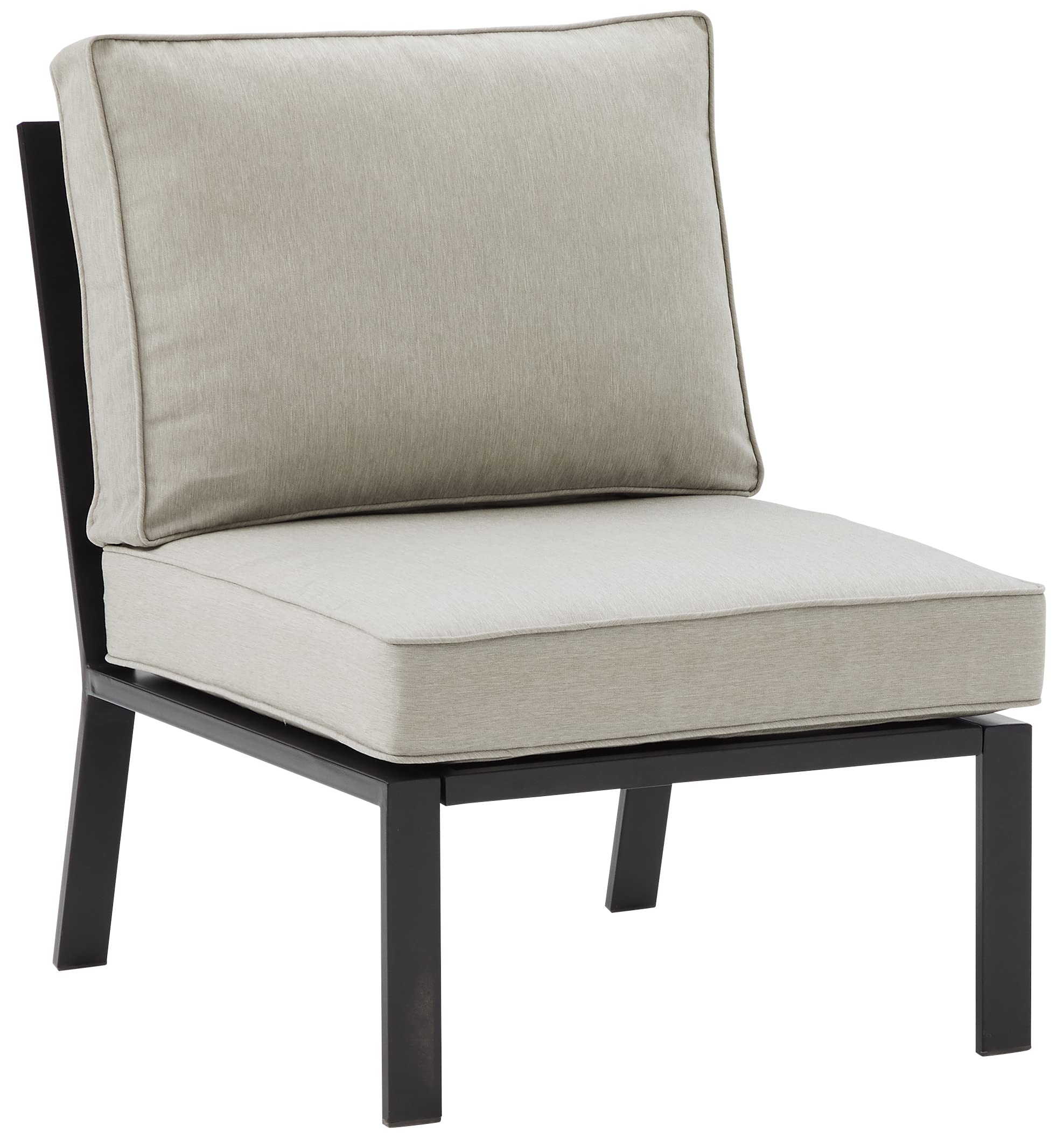Crosley Furniture Clark Armless Outdoor Sectional Chair, Patio Chairs for Porch, Deck, Backyard, Balcony, Matte Black with Taupe