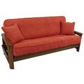Blazing Needles Solid Microsuede Double Corded 8 to 9 Futon Cover Set with 2 Throw Pillows (Set of 3), Full, Cardinal Red