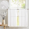 jinchan Kitchen Curtains Linen Tier Curtains 36 Inch Farmhouse Cafe Drapes for Small Window Flax Country Rustic Rod Pocket Bathr