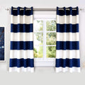 DriftAway Navy Striped Room Darkening Curtains Patriotic Horizontal Stripe Classic Grommet Drapes for Bedroom Living Room Therma