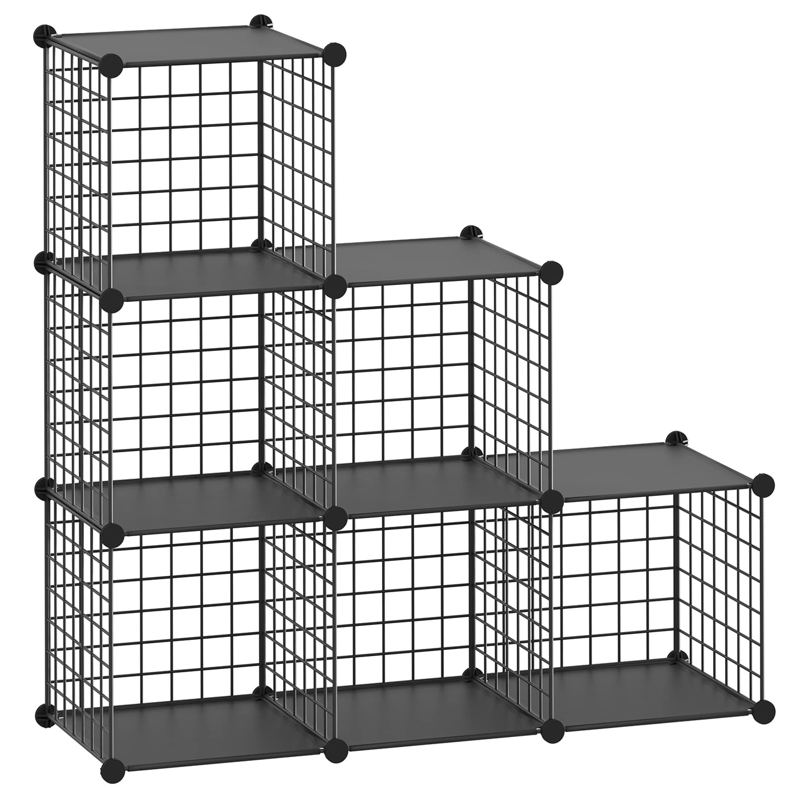 HUBSON Wire Cube Storage Organizer, 6-Cube Metal Grids Storage Shelf, Closet Cabinet, DIY Plastic Cube Bookcase Modular Closet C
