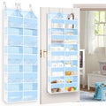 Blue Over the Door Organizer 5 Tiers, Extra Large Behind Door Storage of 10 Compartments, 80 lbs Weight Capacity Hanging Storage