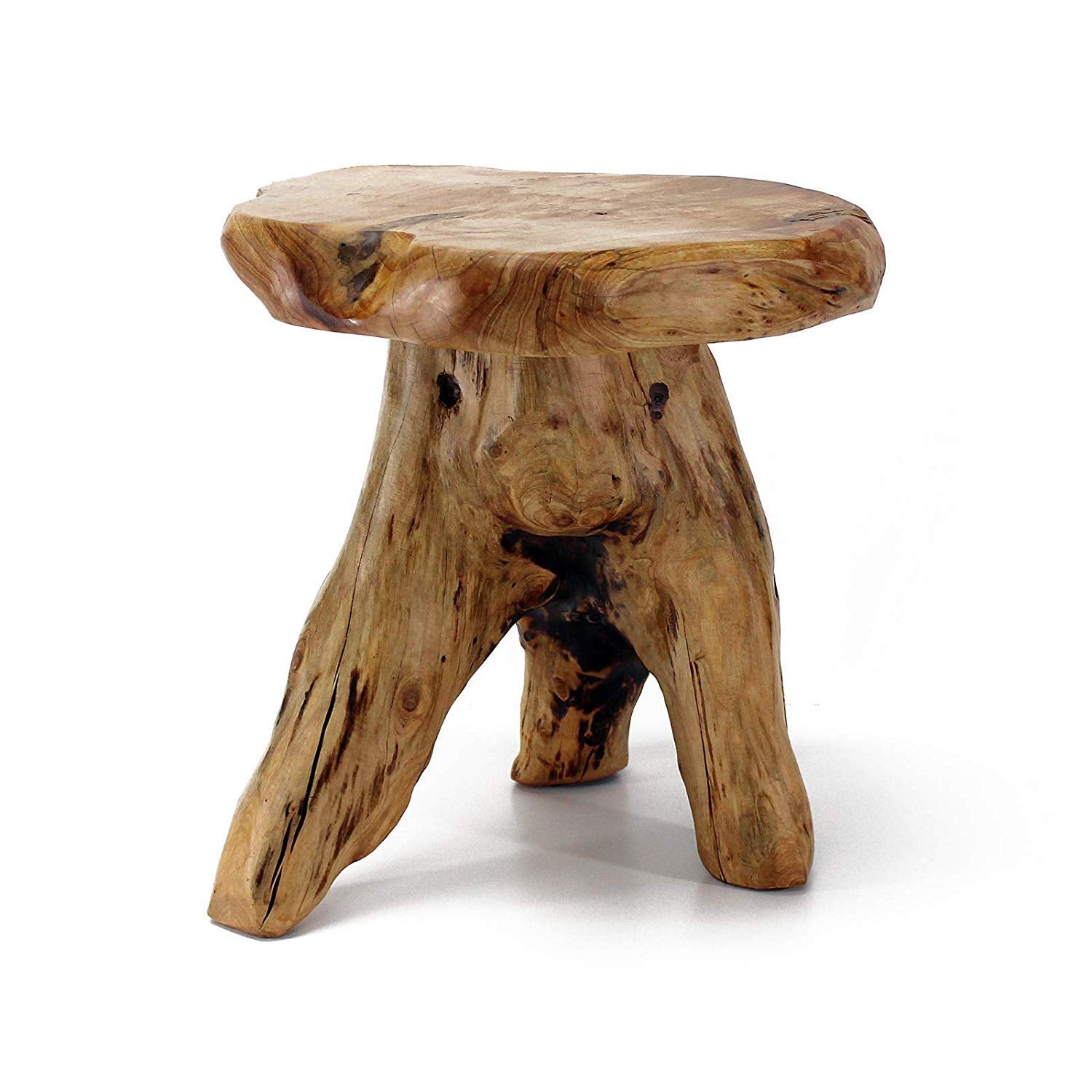 WELLAND Natural Cedar Stump Stool, 14  End Table, Live Edge Side Table, Plant Stand, Small Nightstand, Mushroom Stool for Living