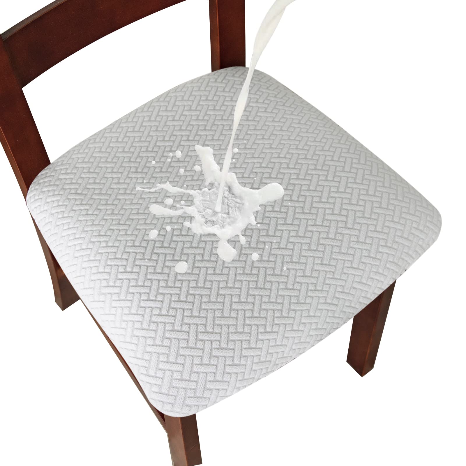 Genina Waterproof Seat Covers for Dining Room Chairs covers dining chair seat covers Kitchen Chair Covers slipcovers (White, 6 P