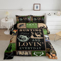 Feelyou Big Pike Fish Bedding Set Deer Comforter Set for Kids Boys Girls Fish and Hunt Duvet Set Antlers Fish Fishing Rod Inner 