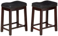 Angel Line Cambridge Padded Saddle Stool with Cushion, 24, Espresso/Black, Set of 2