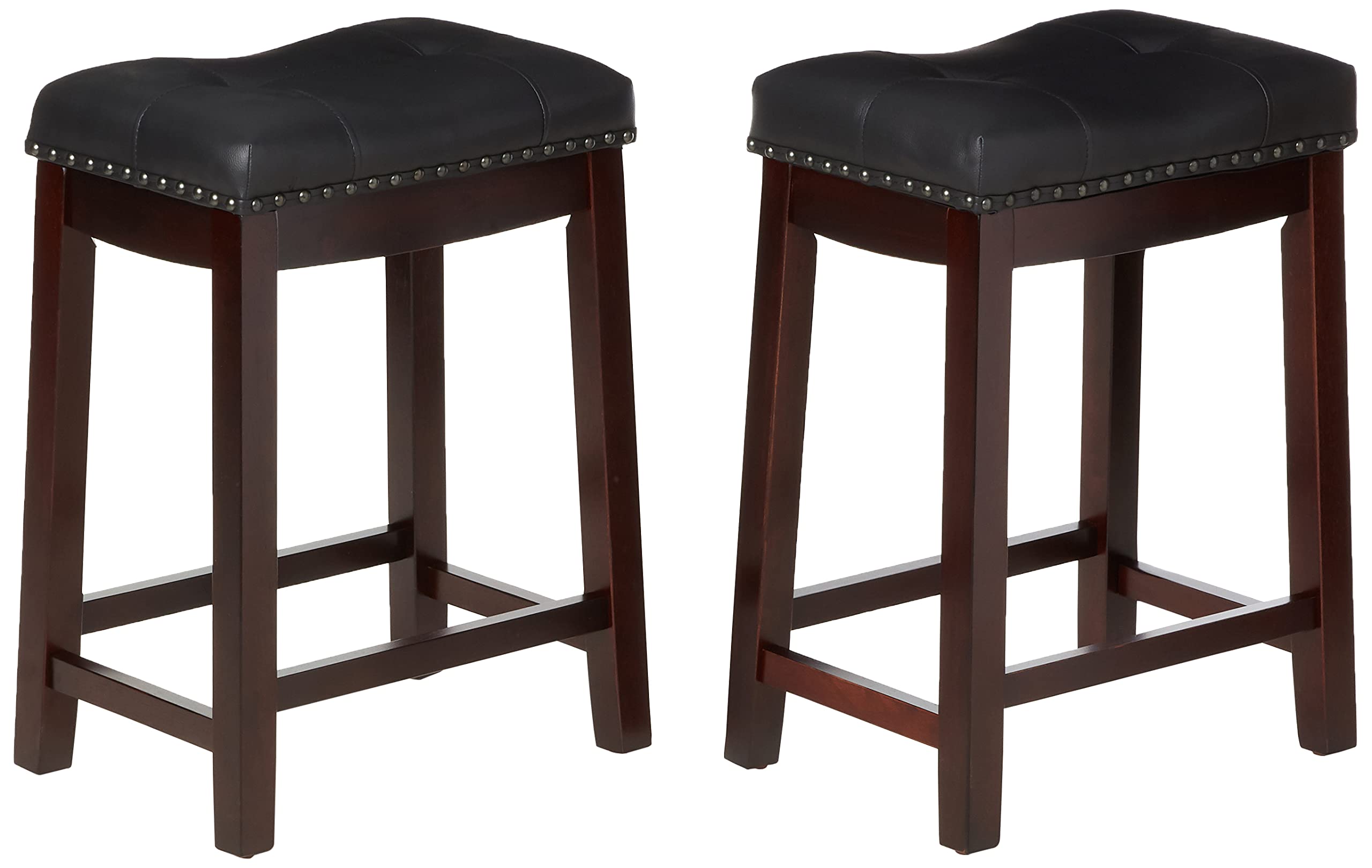 Angel Line Cambridge Padded Saddle Stool with Cushion, 24, Espresso/Black, Set of 2