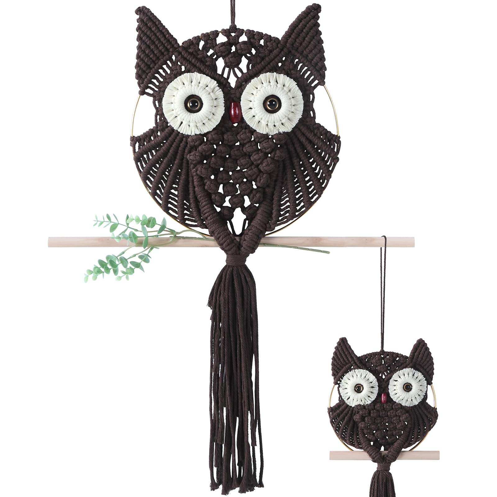 MVSUTA Owl Chocolate Cotton Handmade Macrame Wall Hanging Tapestry Home Decor Art and Bronze Craft Wonderful Decoration Woven Bo