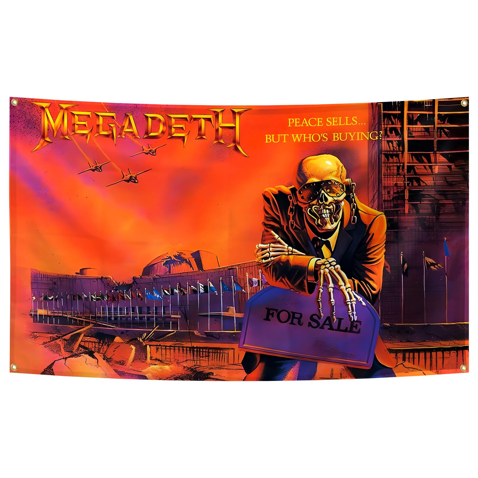 Megadeth Rust in Peace Poster Funny Flag Music Tapestry Aesthetic Decorative Durable Man Cave Wall tapestry 3x5 Feet Flag Suitab