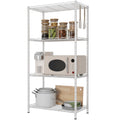 HOMEFORT 4-Shelving Unit, Adjustable Wire Shelving, Metal Wire Shelf with Shelf Liners and Hooks for Kitchen, Closet,Bathroom, L