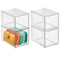 mDesign Plastic Stackable Closet Storage with Pull Out Bin Organizer Drawer for Cabinet, Desk, Shelf, Cupboard, or Cabinet Organ