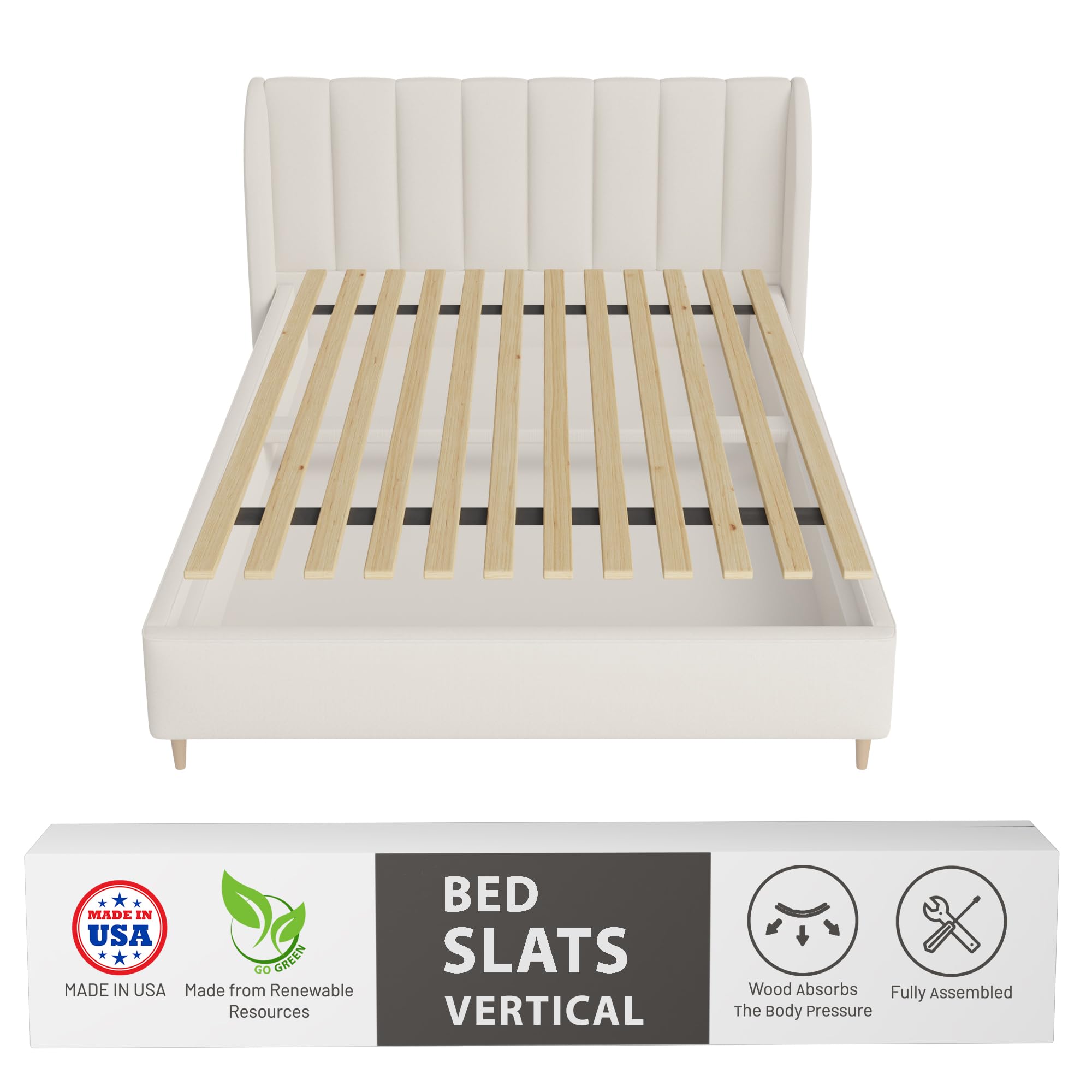 Greaton, 0.75-Inch Vertical Wooden Bunkie Board/Bed Slats, Full, Grey