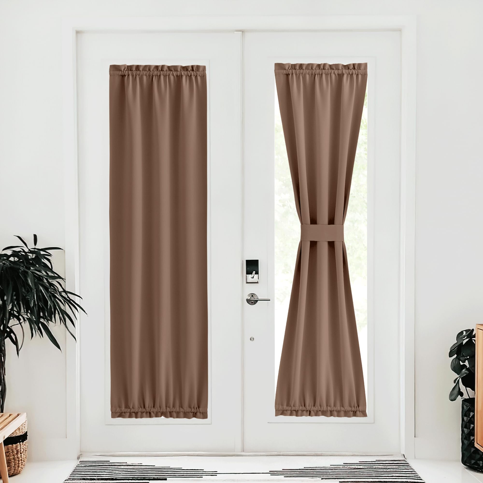 NICETOWN Sidelight French Door Blackout Curtain Thermal Insulated Drapes Light Blocking Window Treatment Curtain for Glass Door 
