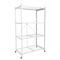 Origami R5 4-Shelf Heavy-Duty Folding Storage Rack, White - Large Foldable Metal Shelving Unit with Wheels for Garage, Pantry, B